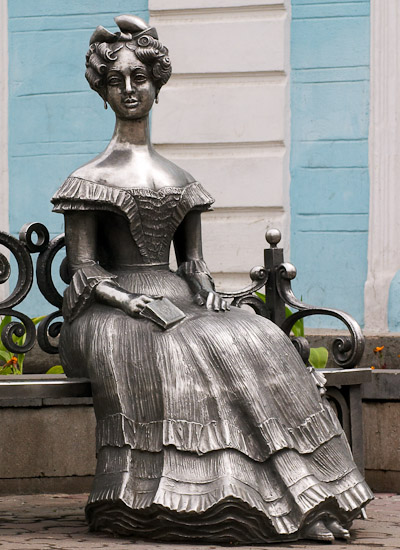 Liuba. Sculpture is devoted to the wife of Western Siberia Governor-General Gustav Christophe von Gasford. Sculptor S. Noryshev, design by I. Vakhitov