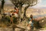Rome. Village. Going to Fetch Water. G. Semiradsky. End of the 1880s. Canvas, oil