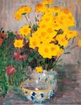 Still Life with Yellow Flowers. A. Jawlensky. About 1905. Cardboard, oil