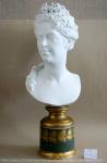 Bust of Maria Adelaide of Savoy. Copy of marble statue of Antoine Coysevox. 1710. Hard-paste porcelain, bisque-porcelain