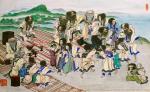 画家，日本。《塔普卡尔跳舞——崇拜上帝的仪式》，《矮奴民族生活和习俗》的系列，1862年后创作的。纸、墨汁、水彩、水粉颜料、白粉、青铜。