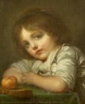 然•巴季斯特•格列兹，法国。《女孩和苹果》，木料，油画。