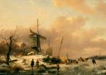 安德列阿斯•斯赫利夫霍乌特，荷兰。《离鹿特丹市里约的达尔特列风景》,1843年。木料，油画。