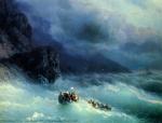 《黑海上的暴风》，И•К•阿爷瓦组夫斯基，1873年，油画