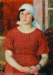 《工厂的工人女与皮包》，В•В•列别捷夫，1937年，油画