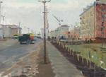 В.Н. Белан (1932–2002). Проспект Мира. Этюд. 1961. Картон, масло; 34,8×50,3