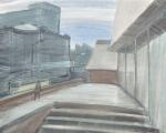 Пейзаж с торговым центром. 1986. Бумага, акварель