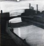 Вечерний город. 1986. Бумага, соус