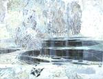 Виктор Маслов (р. 1945). Апрель, река Омка. 1995. Холст, масло; 77,8×97 см