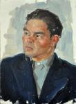 Пётр Мухин. Мужской портрет. Этюд к картине «На новые земли». 1957. Картон, масло; 33,5×24,3 см