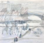 В.Н. Белан (1932–2002). Сквер Врубеля. 1987. Бумага, акварель