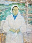 Портрет передовой доярки М.Н. Чернявской. 1979. Бумага, пастель; 73×56 см