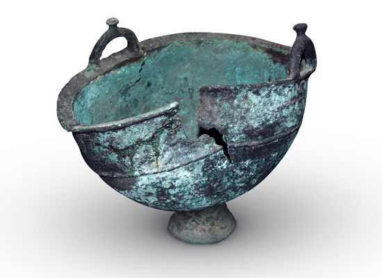 A bronze kettle of the early Iron Age. Sargatsky area of Omsk region. Excavation by V. Mogilnikov